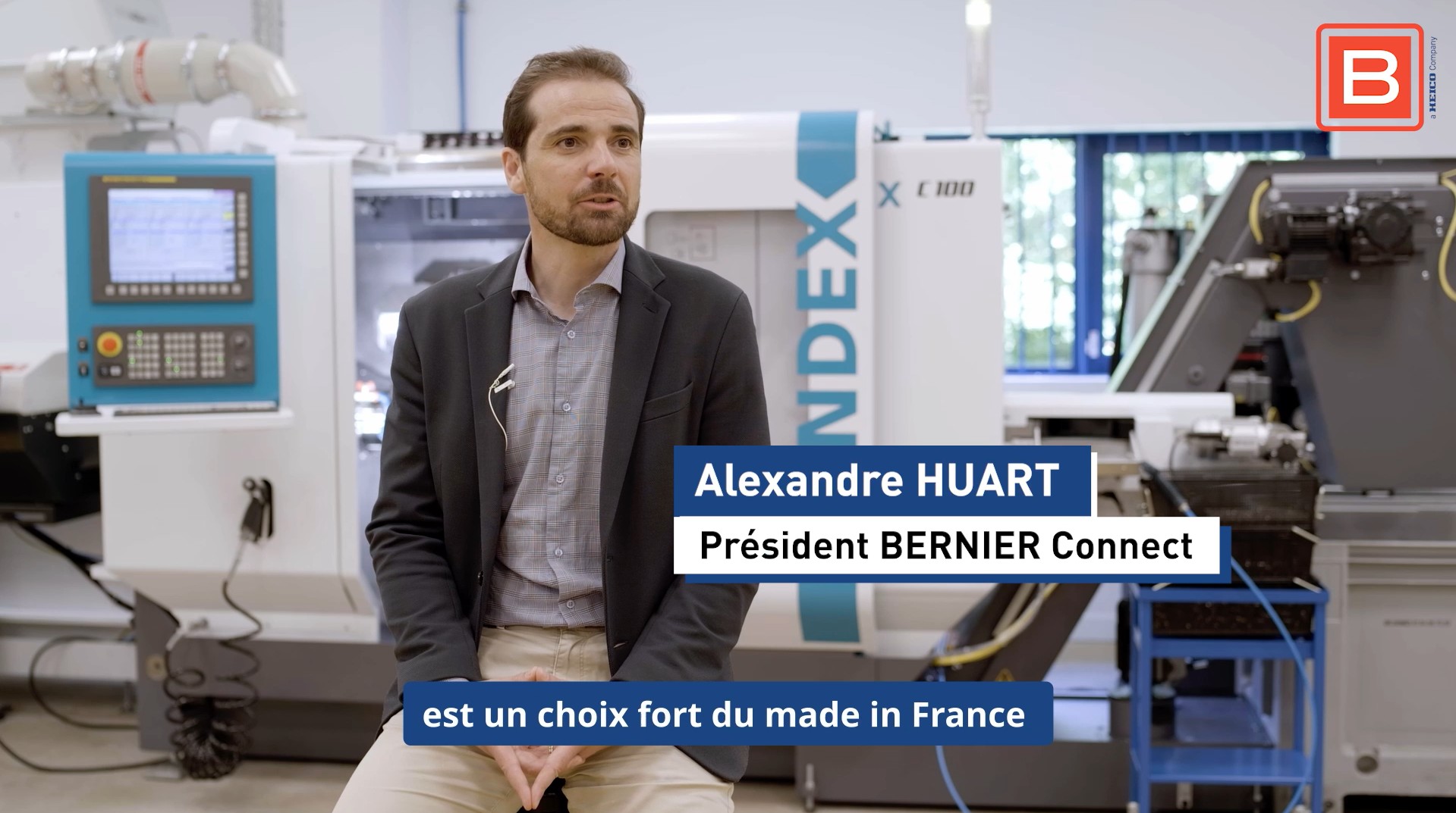 Alexandre Huart, président de BERNIER Connect, devant le tour INDEX C100